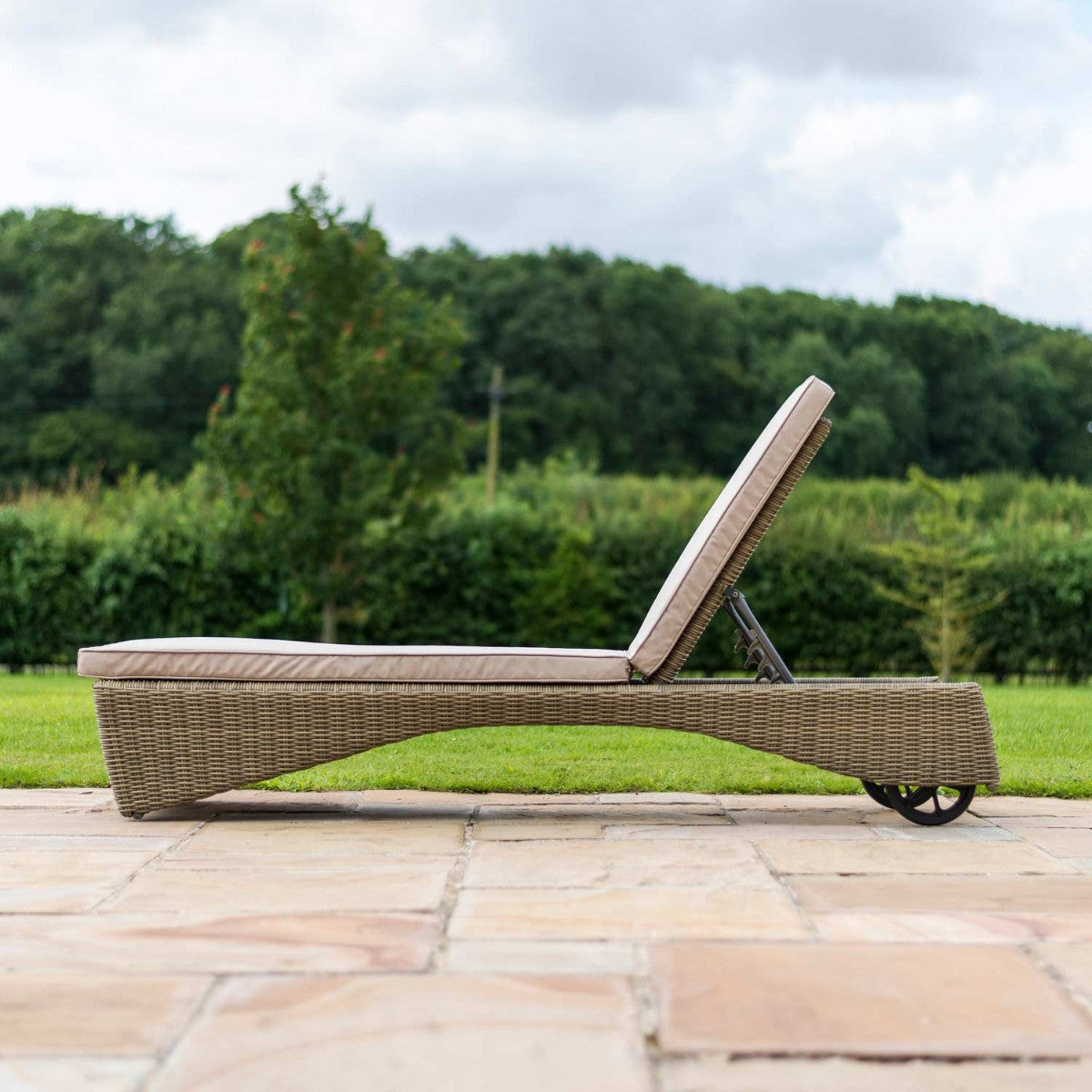 Set of 2 Maze Winchester Brown Rattan Sunlounger Set with Table